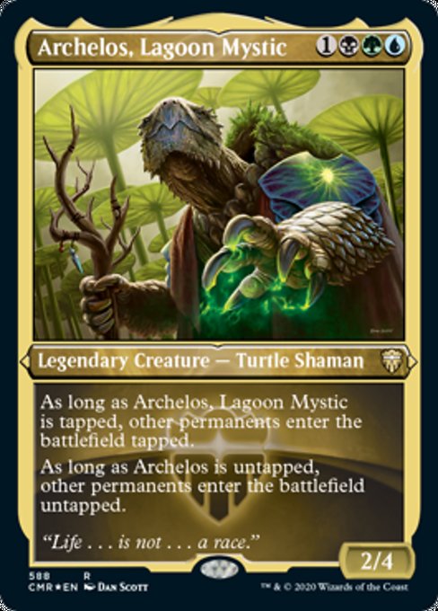 Archelos, Lagoon Mystic (Foil Etched) (Commander Legends) Damaged / Poor Foil