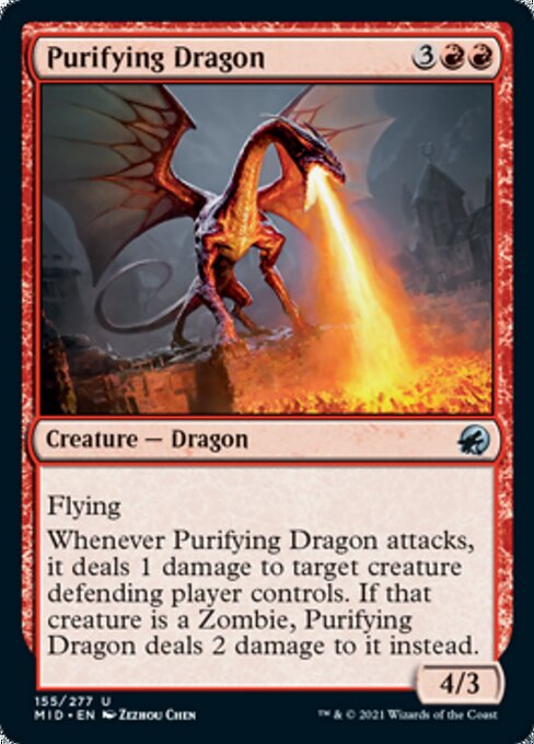Purifying Dragon (Innistrad: Midnight Hunt) Damaged / Poor