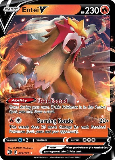 Entei V (SWSH09: Brilliant Stars) Light Play Holofoil