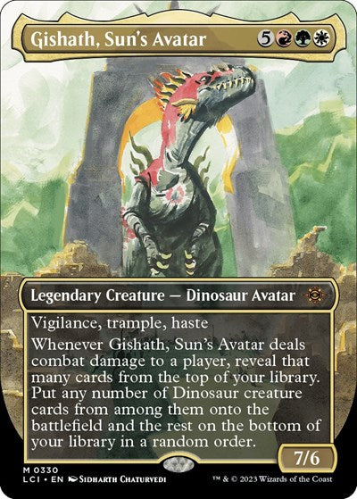 Gishath, Sun's Avatar (Borderless) (The Lost Caverns of Ixalan) Heavy Play Foil