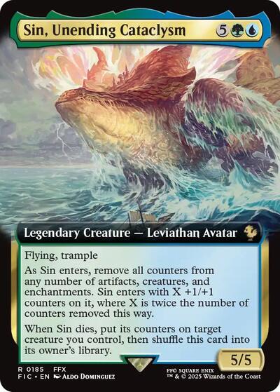 Sin, Unending Cataclysm (Extended Art) (Commander: FINAL FANTASY) Light Play Foil