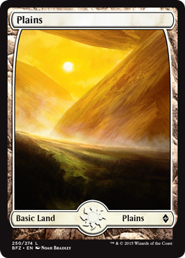 Plains (250) (Full Art) (Battle for Zendikar) Light Play Foil