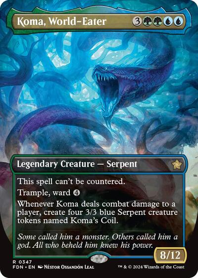 Koma, World-Eater (Borderless) (Foundations) Light Play Foil