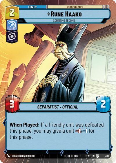 Rune Haako Scheming Second (Hyperspace) (Twilight of the Republic) Near Mint