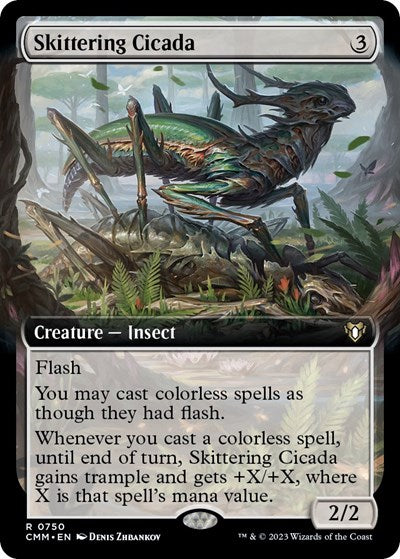 Skittering Cicada (Extended Art) (Commander Masters) Near Mint Foil