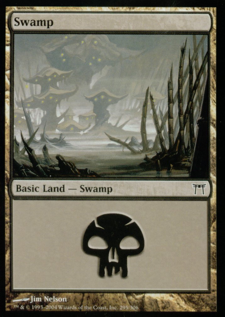 Swamp (295) (Champions of Kamigawa) Light Play Foil