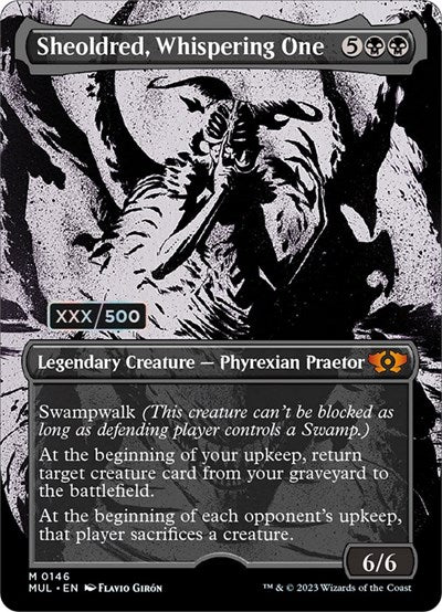 Sheoldred, Whispering One (Serialized) (March of the Machine: Multiverse Legends) Near Mint Foil