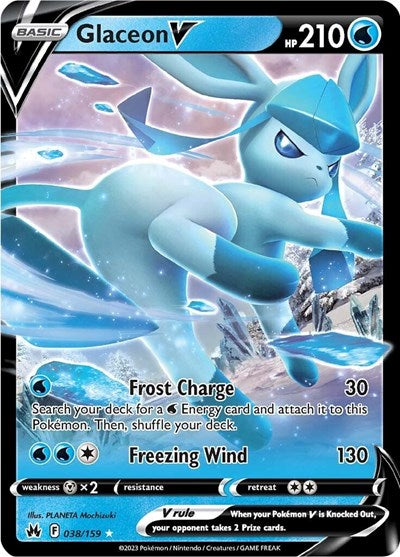 Glaceon V (Crown Zenith) Near Mint Holofoil