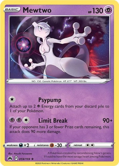 Mewtwo (Crown Zenith) Light Play Holofoil