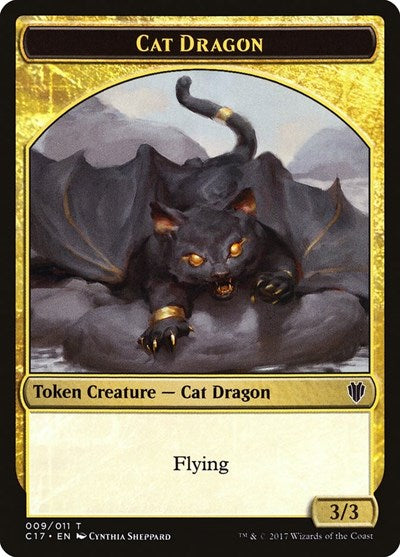 Cat Dragon (009) / Dragon (007) Double-sided Token (Commander 2017) Medium Play