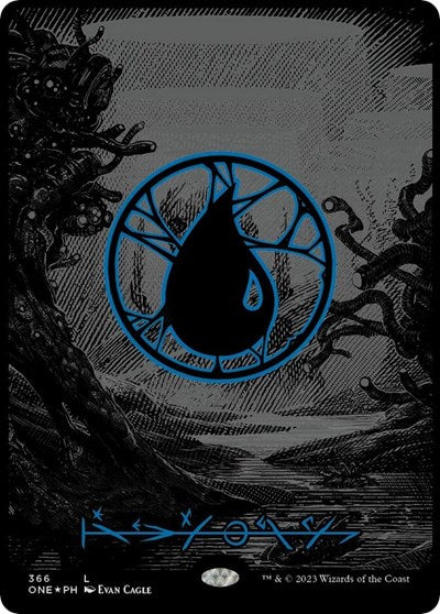 Island (Phyrexian) - Full Art (Oil Slick Raised Foil) (Phyrexia: All Will Be One) Near Mint Foil
