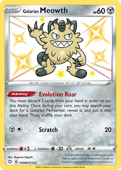 Galarian Meowth (Shining Fates: Shiny Vault) Near Mint Holofoil