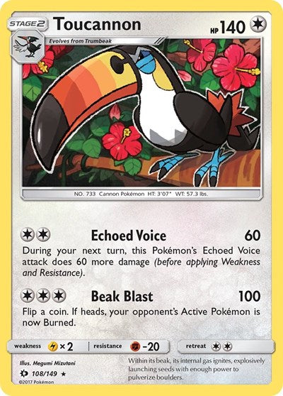 Toucannon (SM Base Set) Light Play Reverse Holofoil