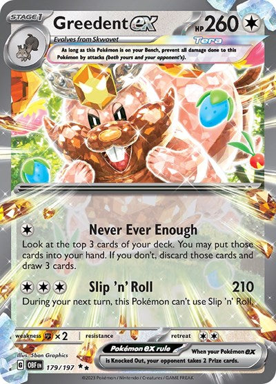 Greedent ex (Scarlet and  Violet: Obsidian Flames) Near Mint Holofoil