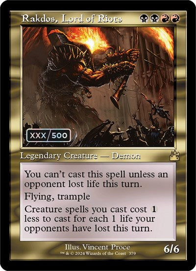 Rakdos, Lord of Riots (Retro Frame) (Serial Numbered) (Ravnica Remastered) Damaged / Poor Foil