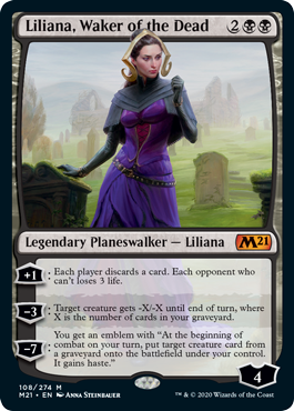 Liliana, Waker of the Dead (Magic 2021 Core Set) Medium Play Foil