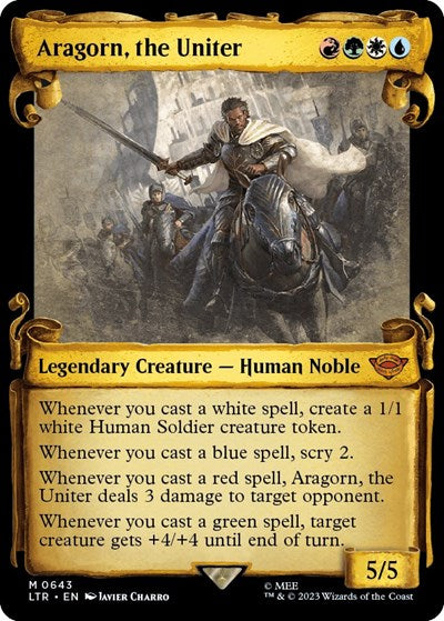 Aragorn, the Uniter (Showcase Scrolls) (Universes Beyond: The Lord of the Rings: Tales of Middle-earth) Light Play Foil