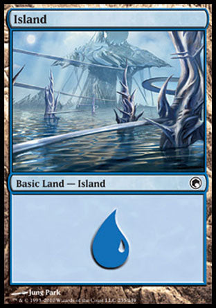 Island (235) (Scars of Mirrodin) Light Play Foil