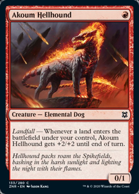 Akoum Hellhound (Zendikar Rising) Light Play Foil