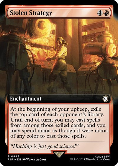 Stolen Strategy (Extended Art) (Surge Foil) (Universes Beyond: Fallout) Light Play Foil