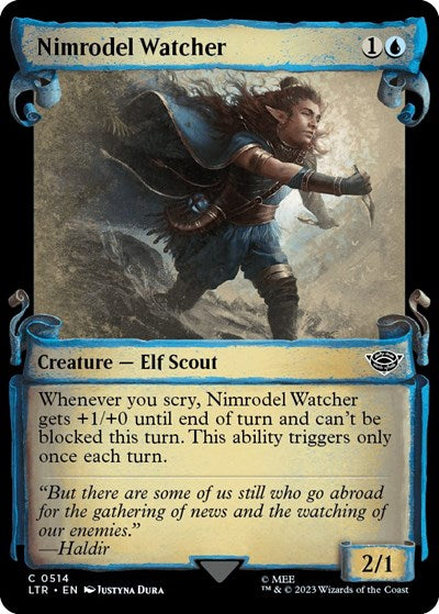 Nimrodel Watcher (Showcase Scrolls) (Universes Beyond: The Lord of the Rings: Tales of Middle-earth) Light Play Foil