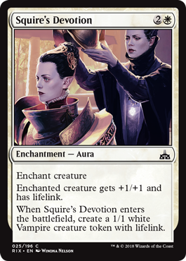 Squire's Devotion (Rivals of Ixalan) Medium Play