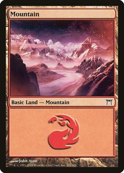 Mountain (301) (Champions of Kamigawa) Damaged / Poor Foil