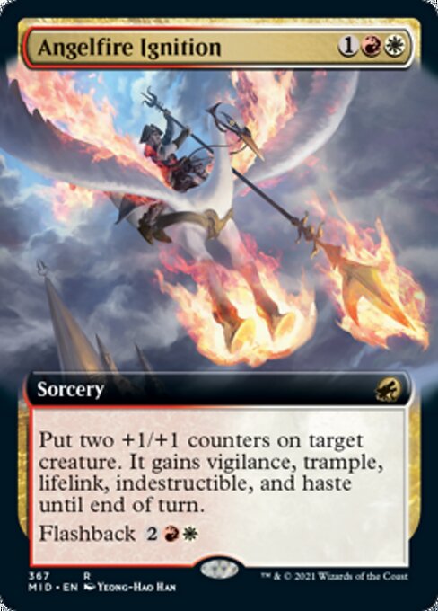 Angelfire Ignition (Extended Art) (Innistrad: Midnight Hunt) Light Play Foil