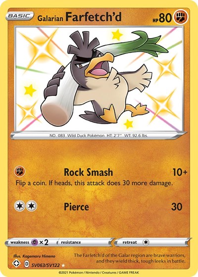 Galarian Farfetch'd (Shining Fates: Shiny Vault) Near Mint Holofoil