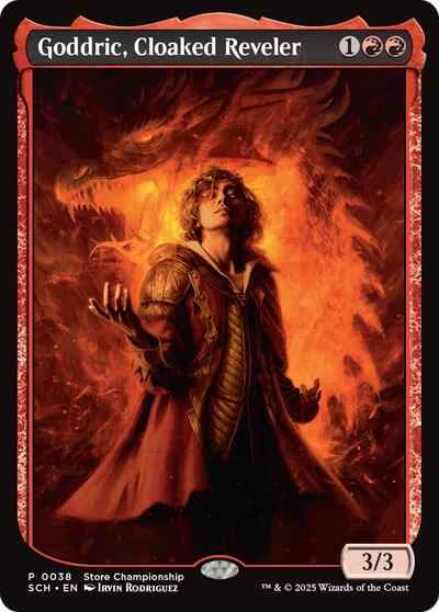 Goddric, Cloaked Reveler (Promos: Game Day and Store Championship) Light Play Foil