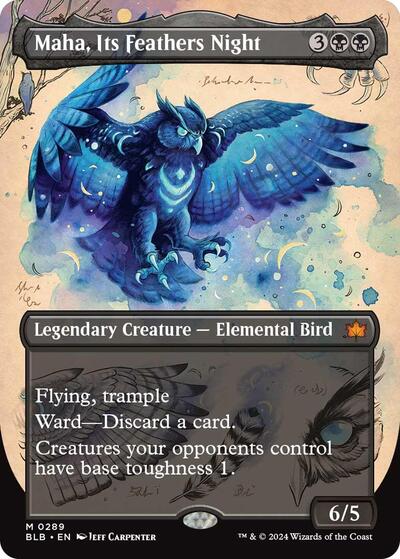 Maha, Its Feather Night (Borderless) (Bloomburrow) Light Play Foil
