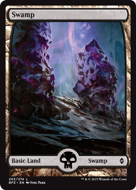 Swamp (263) (Full Art) (Battle for Zendikar) Heavy Play