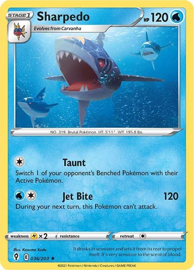 Sharpedo (SWSH07: Evolving Skies) Light Play Reverse Holofoil