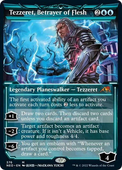 Tezzeret, Betrayer of Flesh (Showcase) (Kamigawa: Neon Dynasty) Light Play