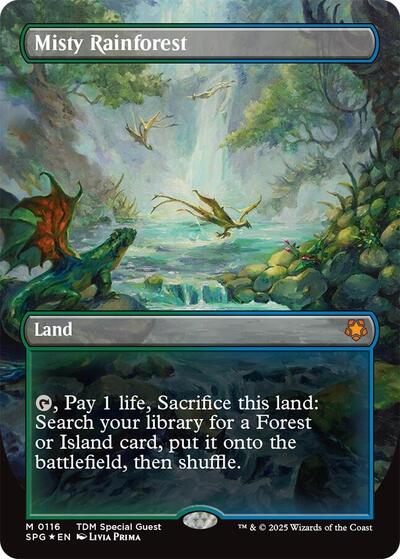 Misty Rainforest (Borderless) (Dragonscale Foil) (Special Guests) Near Mint Foil
