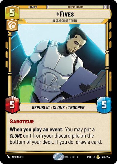 Fives In Search of Truth (Twilight of the Republic) Near Mint Foil