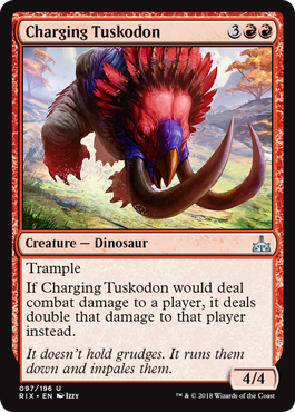 Charging Tuskodon (Rivals of Ixalan) Light Play