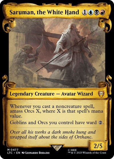 Saruman, the White Hand (Showcase Scrolls) (Commander: The Lord of the Rings: Tales of Middle-earth) Light Play Foil