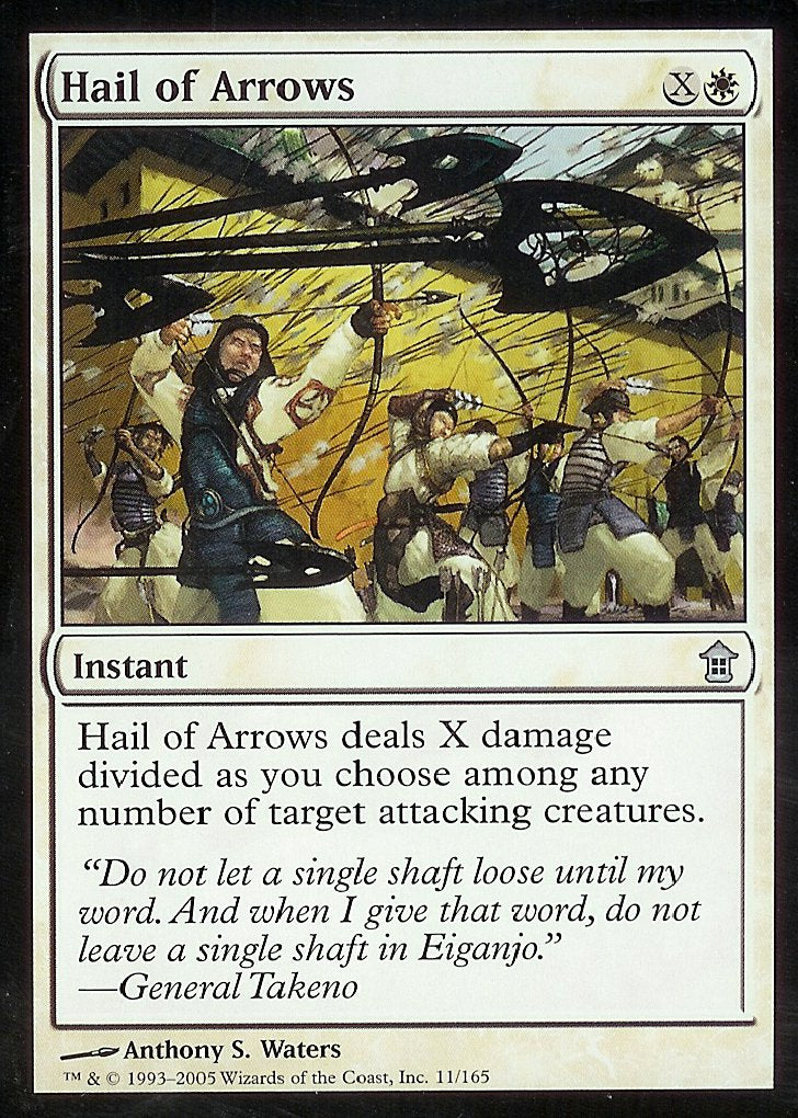 Hail of Arrows (Saviors of Kamigawa) Light Play Foil