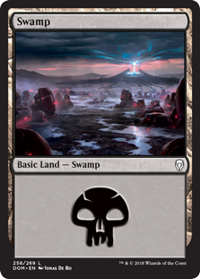 Swamp (258) (Dominaria) Medium Play Foil