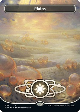 Plains (486) (Borderless) (Galaxy Foil) (Unfinity) Medium Play Foil