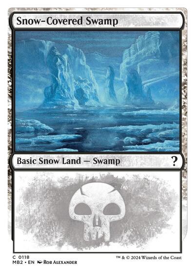 Snow-Covered Swamp (White Border) (Mystery Booster 2) Light Play