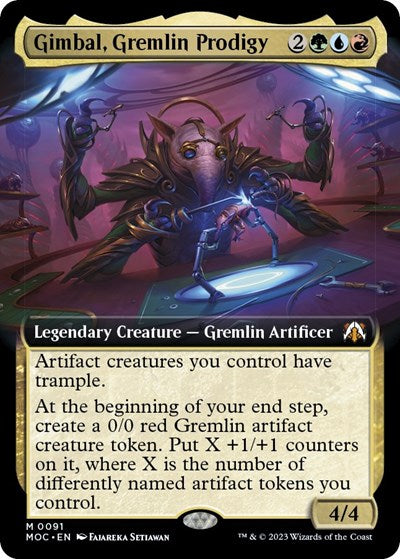 Gimbal, Gremlin Prodigy (Extended Art) (Commander: March of the Machine) Medium Play Foil