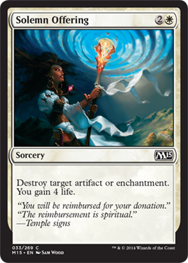 Solemn Offering (Magic 2015 Core Set) Medium Play