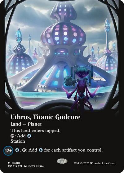 Uthros, Titanic Godcore (Borderless) (Galaxy Foil) (Edge of Eternities) Light Play Foil