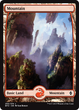 Mountain (266) (Full Art) (Battle for Zendikar) Heavy Play