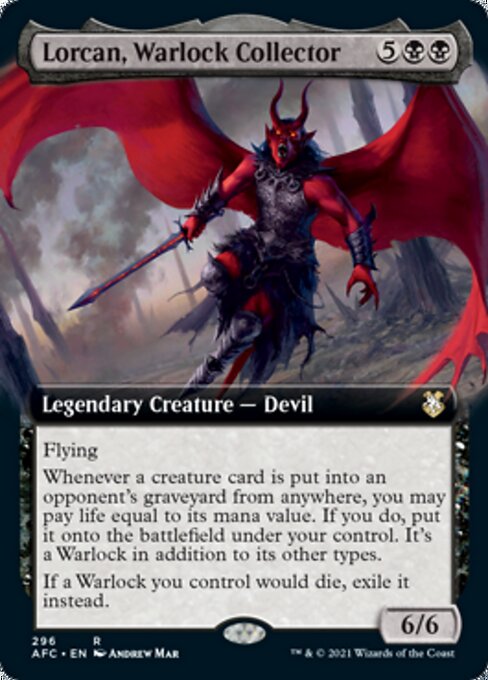 Lorcan, Warlock Collector (Extended Art) (Commander 2021 Forgotten Realms) Light Play