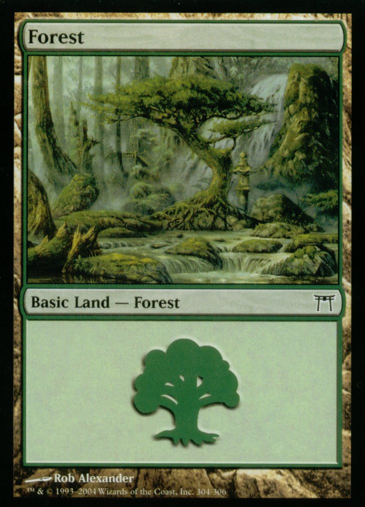 Forest (304) (Champions of Kamigawa) Medium Play Foil