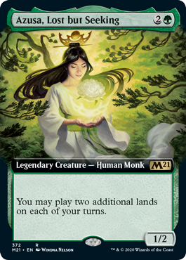 Azusa, Lost but Seeking (Extended Art) (Magic 2021 Core Set) Medium Play