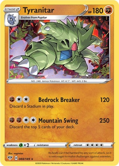 Tyranitar (SWSH03: Darkness Ablaze) Near Mint Holofoil